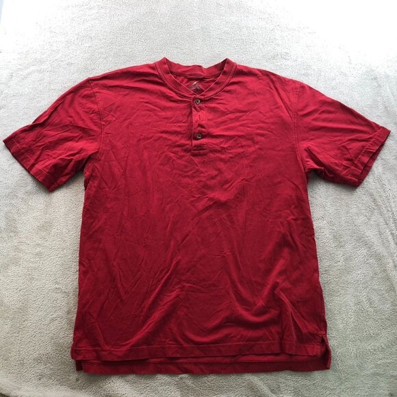 RedHead Mens Henley T-Shirt Large Short Sleeve Casual Pullover 100% Cotton Red - Picture 13 of 14